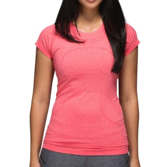 Lululemon 2 Swiftly Tech Short Sleeve Crew Top T Shirt Heathered Rad Red - Picture 1 of 11
